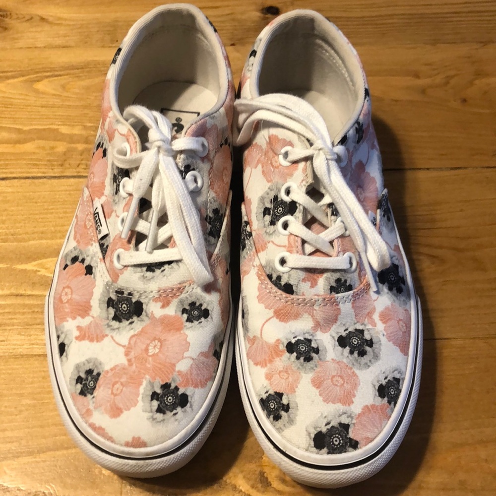 Vans pink/blue floral shoes